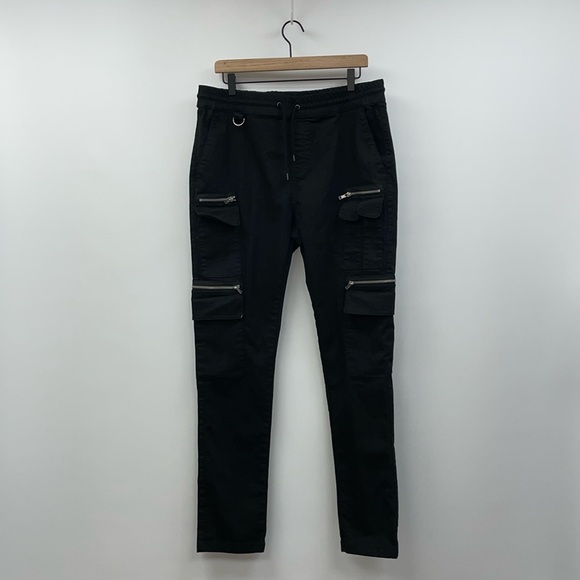 Men's Hot Topic Black Zipper Skinny Jogger Cargo Pants Goth Punk Large - Picture 3 of 8